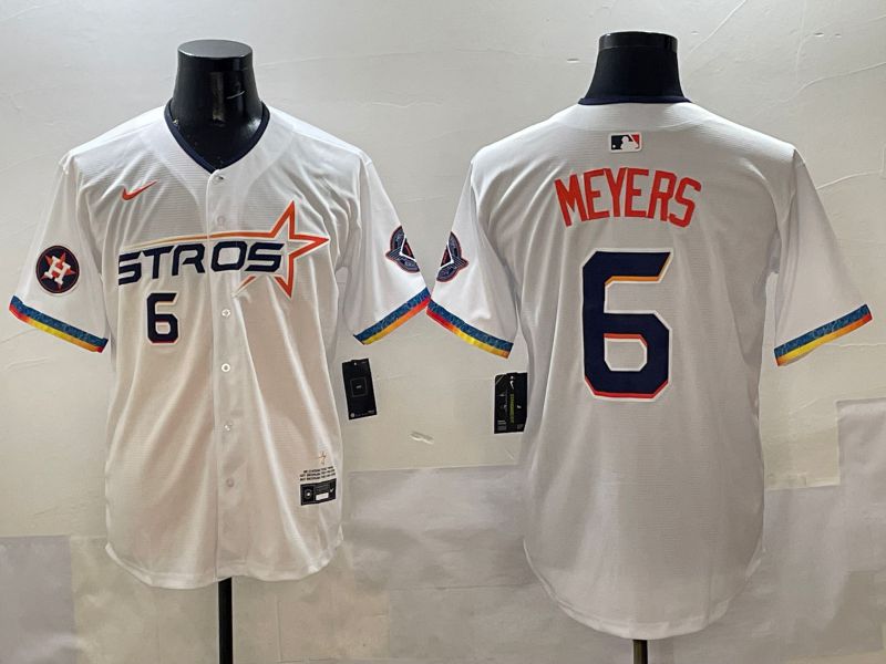 Men Houston Astros #6 Meyers White Four generations Joint Name 2025 Nike MLB Jersey style 5